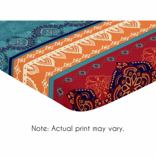 Red Boho Collection Mini Crib Sheet - alt image 1