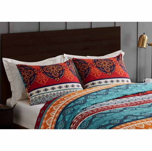 Red Boho Collection Pillow Sham Covers - 2 Pack Set - alt image 1