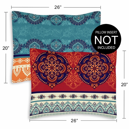Red Boho Collection Pillow Sham Covers - 2 Pack Set - alt image 2