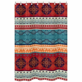 Red Boho Collection Shower Curtain