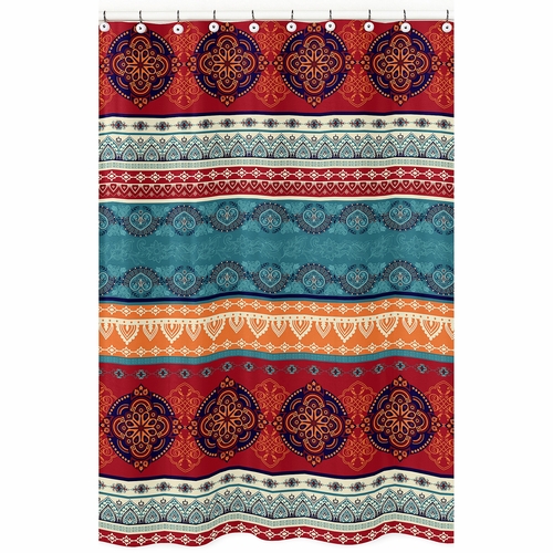 Red Boho Collection Shower Curtain