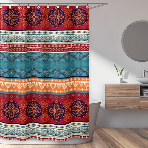 Red Boho Collection Shower Curtain - alt image 1