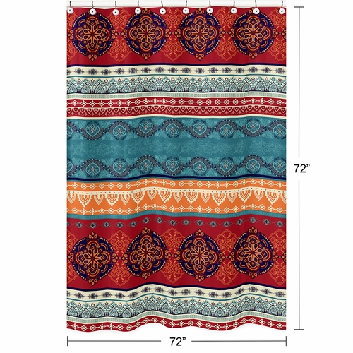 Red Boho Collection Shower Curtain - alt image 2