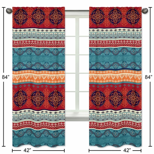 Red Boho Collection Window Panels - Set of 2 - alt image 3