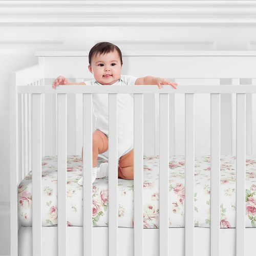 Riley's Roses Crib Sheet - Floral Print - alt image 1