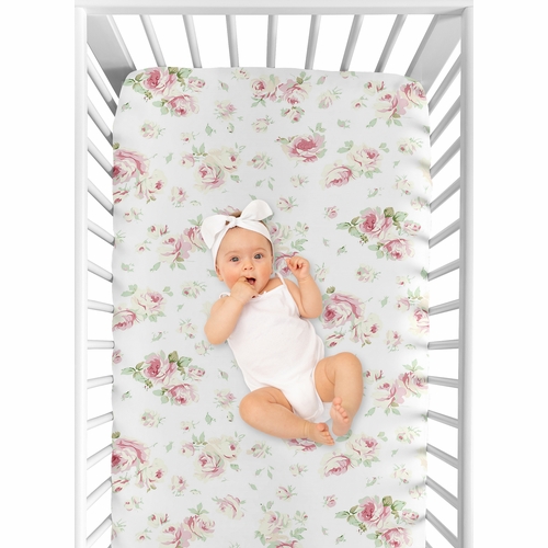 Riley's Roses Crib Sheet - Floral Print - alt image 3