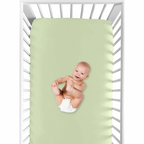 Riley's Roses Crib Sheet - Solid Green - alt image 3