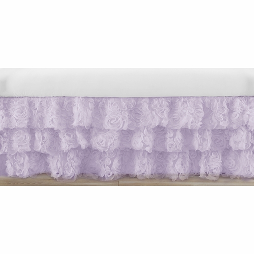 Rose Lavender Collection 3 Tiered Crib Bed Skirt
