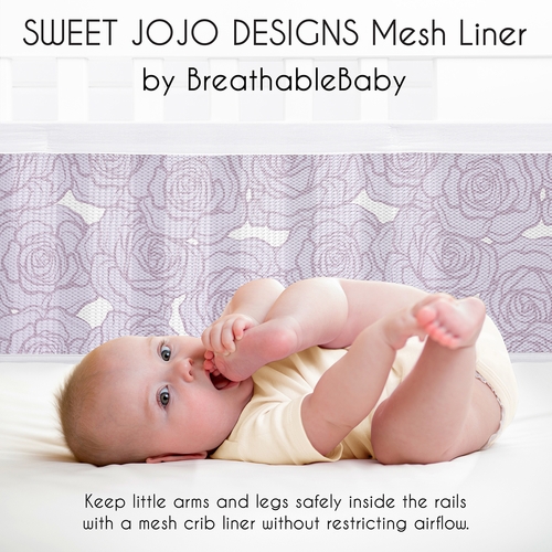 Rose Lavender Collection Sweet Jojo Designs + BreathableBaby Breathable Mesh Crib Liner - alt image 2