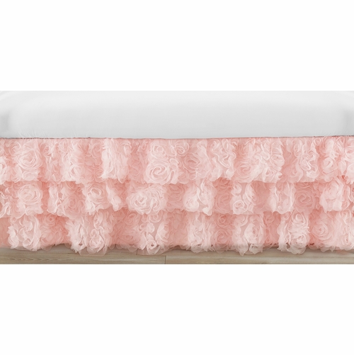 Rose Pink Collection 3 Tiered Crib Bed Skirt