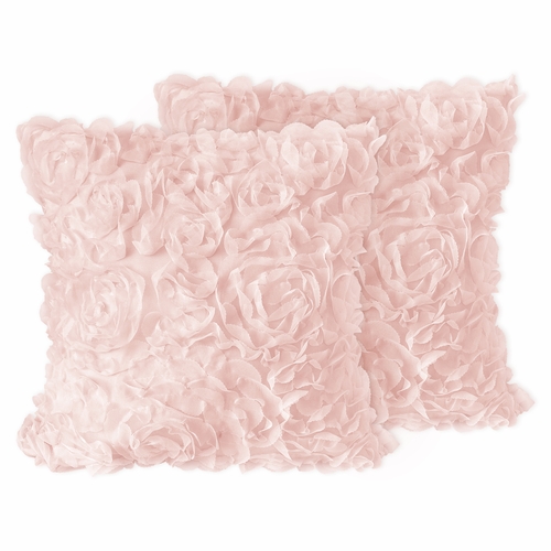 Rose Pink Collection Decorative Accent Throw Pillow Covers - Set of 2