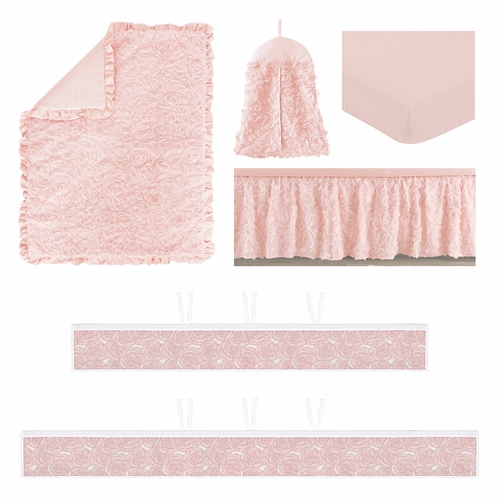 Rose Pink Collection Sweet Jojo Designs 6 Piece Crib Bedding + BreathableBaby Breathable Mesh Liner - alt image 1
