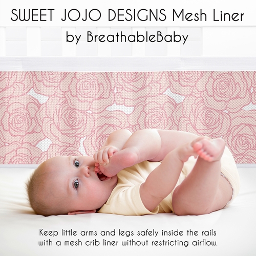 Rose Pink Collection Sweet Jojo Designs + BreathableBaby Breathable Mesh Crib Liner - alt image 2