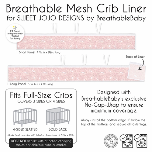 Rose Pink Collection Sweet Jojo Designs + BreathableBaby Breathable Mesh Crib Liner - alt image 5