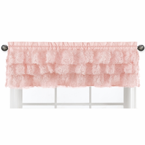 Rose Pink Collection Tiered Window Valance