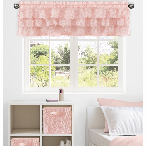 Rose Pink Collection Tiered Window Valance - alt image 1