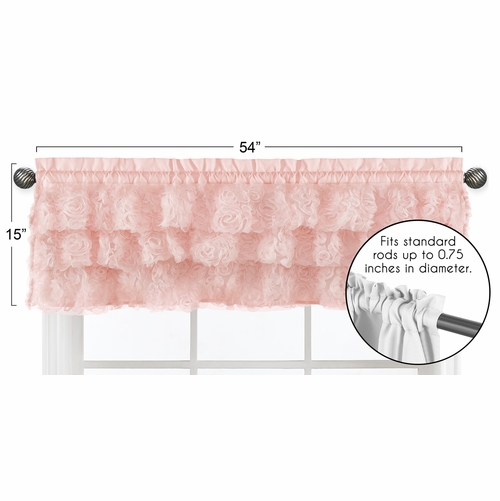 Rose Pink Collection Tiered Window Valance - alt image 4