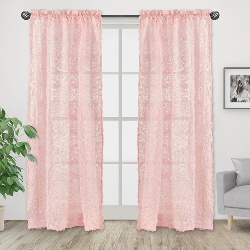 Rose Pink Collection Window Panels - Set of 2 - alt image 1