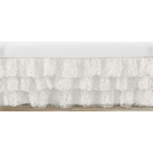 Rose White Collection 3 Tiered Crib Bed Skirt
