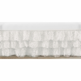 Rose White Collection 3 Tiered Crib Bed Skirt