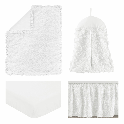 Rose White Collection 4 Piece Crib Bedding - alt image 1