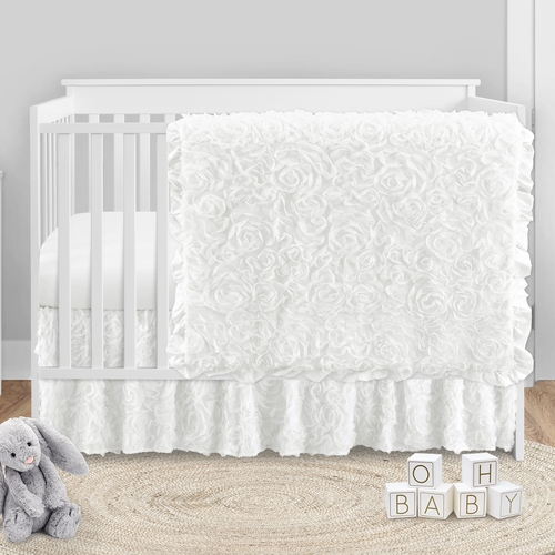 Rose White Collection 4 Piece Crib Bedding - alt image 2
