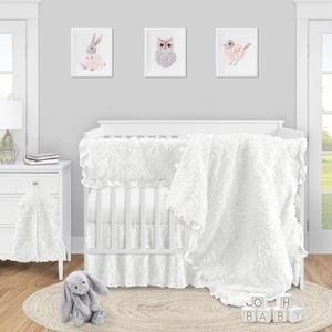 Rose White Collection 5 Piece Crib Bedding