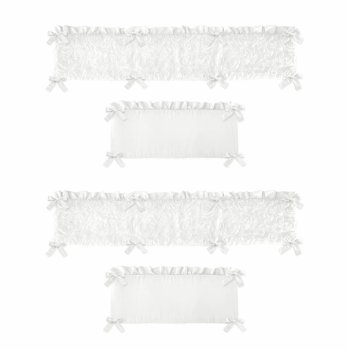 Rose White Collection Crib Bumper Pad