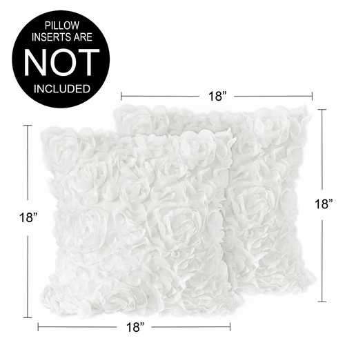 Rose White Collection Decorative Accent Throw Pillow Covers - Set of 2 - alt image 3