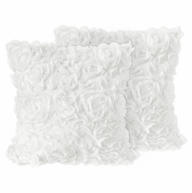Rose White Collection Decorative Accent Throw Pillows - Set of 2
