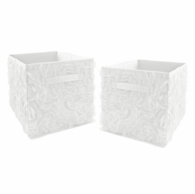 Rose White Collection Foldable Fabric Storage Bins