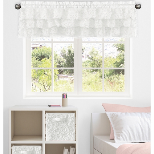 Rose White Collection Tiered Window Valance - alt image 1