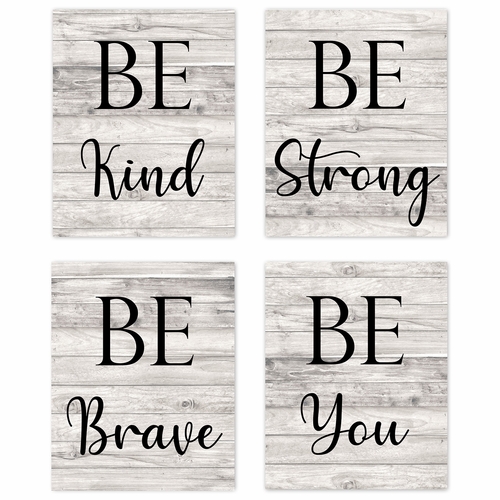 Rustic Inspirational Sayings Collection Wall Art Prints - Set of 4
