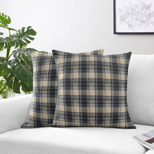 Rustic Patch Blue and Tan Collection Decorative Accent Throw Pillows - Set of 2 - alt image 1