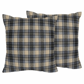 Rustic Patch Blue and Tan Collection Decorative Accent Throw Pillows - Set of 2