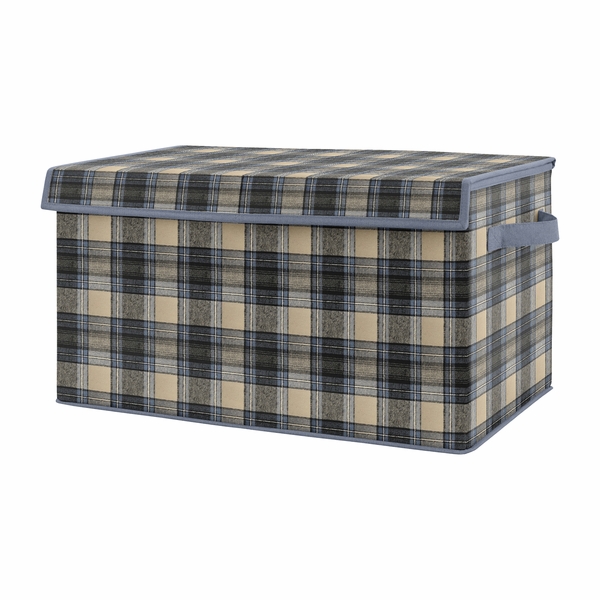 Rustic Patch Blue And Tan Collection Fabric Toy Bin Storage