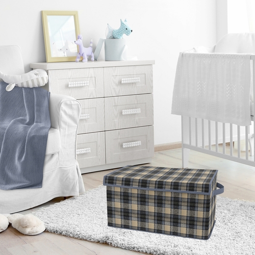 Rustic Patch Blue And Tan Collection Fabric Toy Bin Storage - alt image 1