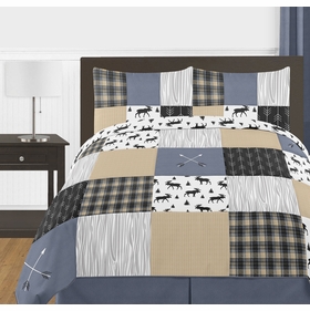 Rustic Patch Blue and Tan Collection Full/Queen Bedding