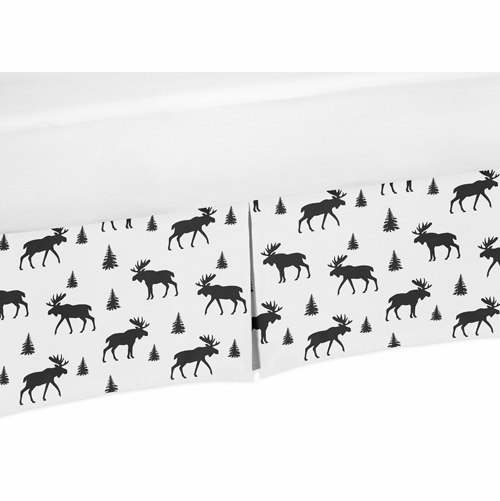 Rustic Patch Blue and Tan Collection Moose Print Crib Bed Skirt