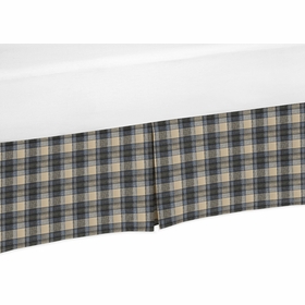 Rustic Patch Blue and Tan Collection Plaid Crib Bed Skirt