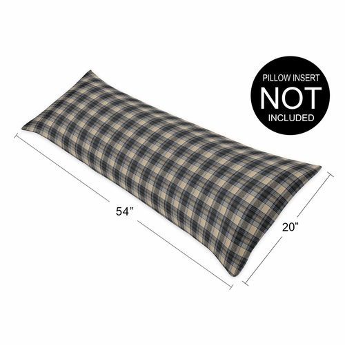 Rustic Patch Blue and Tan Collection Plaid Full Length Body Pillow Cover - alt image 3