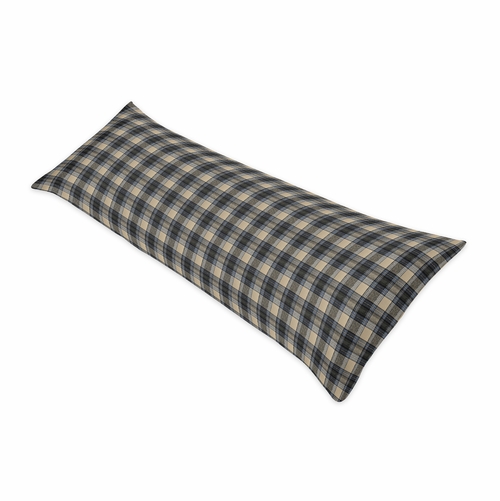 Rustic Patch Blue and Tan Collection Plaid Full Length Body Pillow Cover
