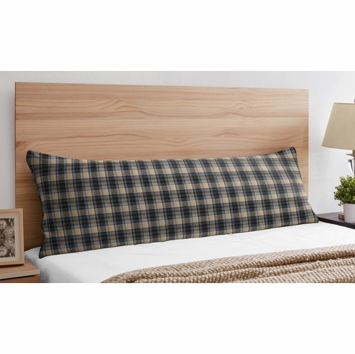 Rustic Patch Blue and Tan Collection Plaid Full Length Body Pillow Cover - alt image 1