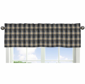 Rustic Patch Blue and Tan Collection Plaid Window Valance
