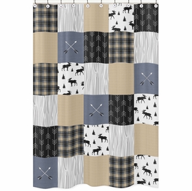 Rustic Patch Blue and Tan Collection Shower Curtain