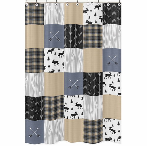 Rustic Patch Blue and Tan Collection Shower Curtain