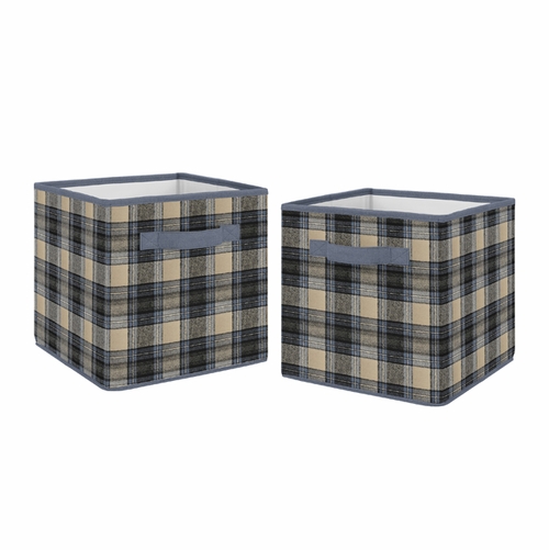 Rustic Patch Blue and Tan Collection Storage Bins