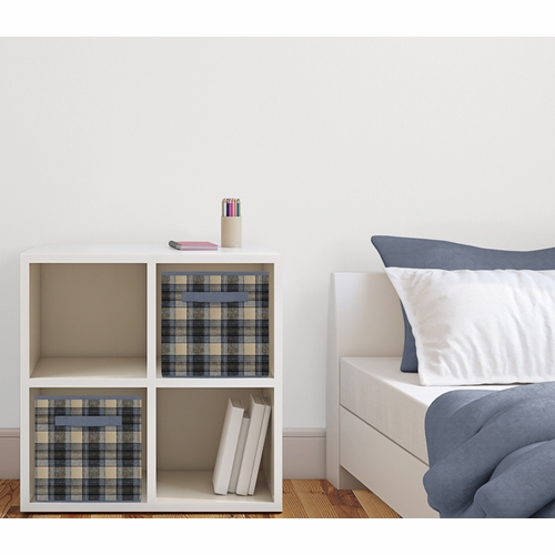 Rustic Patch Blue and Tan Collection Storage Bins - alt image 1
