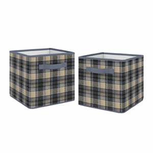 Rustic Patch Blue and Tan Collection Storage Bins