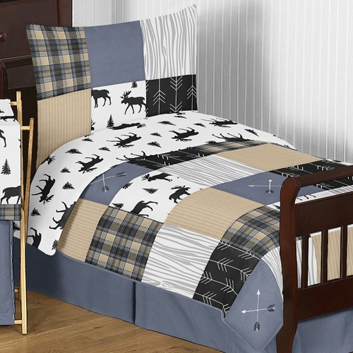 Rustic Patch Blue and Tan Collection Toddler Bedding - alt image 3